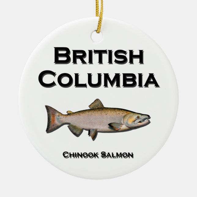 Adorno De Cerámica Columbia Británica - A.C. salmones de Chinook (Frente)