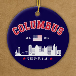 Adorno De Cerámica Columbus Ohio Urban Skyline Art