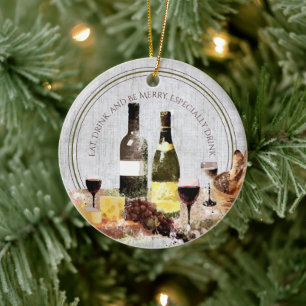 Adorno De Cerámica Coma una bebida alegre, especialmente Navidades de