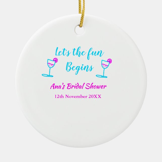 Adorno De Cerámica Comencemos divertidos brindis nupcial de vidrio vi (Frente)