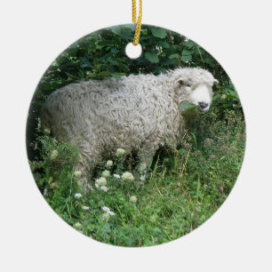 Adorno De Cerámica Comer de ovejas blanquecinas y blanquecinas