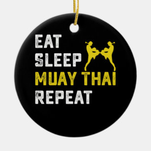 Adorno De Cerámica Comer Sleep Muay Thai Repeat Gift