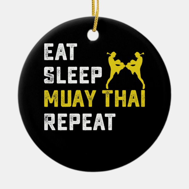 Adorno De Cerámica Comer Sleep Muay Thai Repeat Gift (Frente)