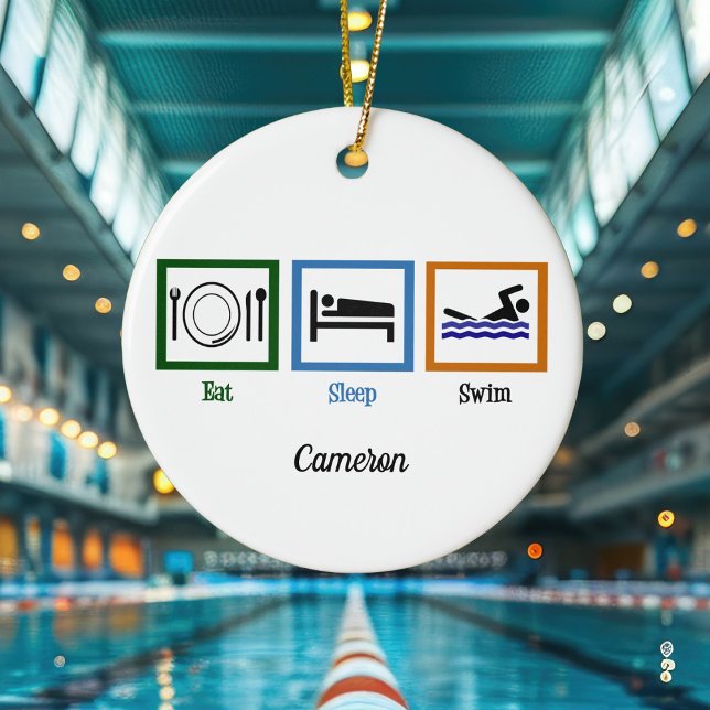 Adorno De Cerámica Comer Sleep Swim Funny Navidades De Nadador (Subido por el creador)