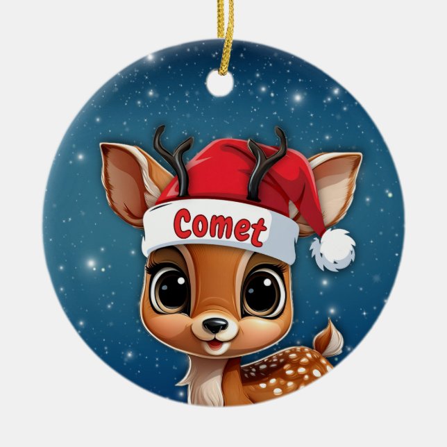 Adorno De Cerámica Comet Baby Deer, Fawn, Doe, Reindeer 🦌🎄 (Frente)