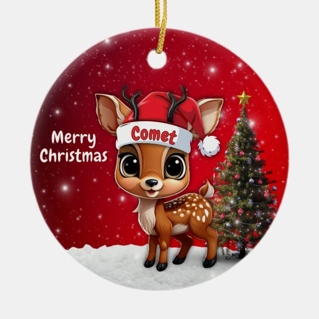 Adorno De Cerámica Comet Baby Deer, Fawn, Doe, Reindeer🦌 🎄 (Frente)