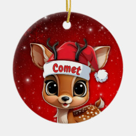 Adorno De Cerámica Comet Baby Deer, Fawn, Doe, Reindeer🦌 🎄