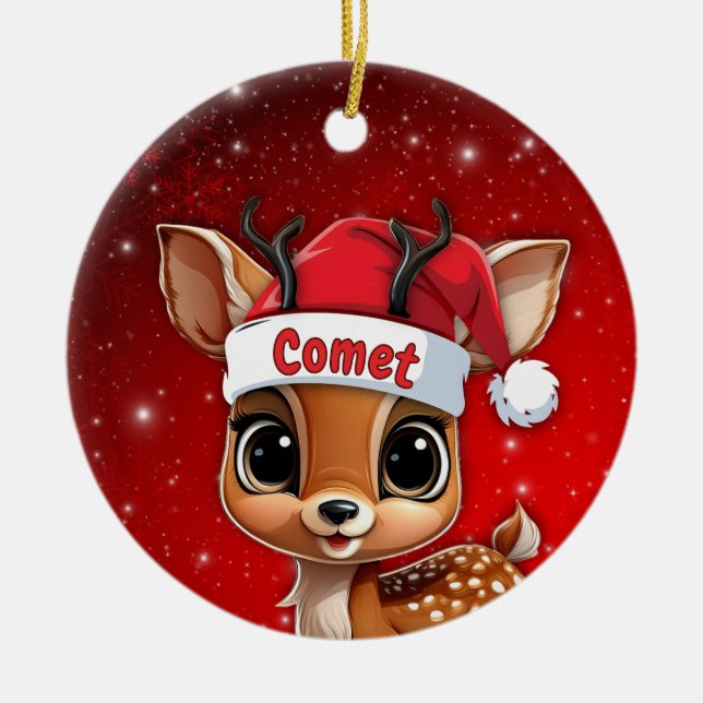 Adorno De Cerámica Comet Baby Deer, Fawn, Doe, Reindeer🦌 🎄 (Frente)