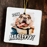 Adorno De Cerámica Cómic moderno Mascota simple Personalizado Grunge<br><div class="desc">Este diseño sencillo y clásico está compuesto por tipografía de la síspera y añada una foto personalizado de su mascota.</div>