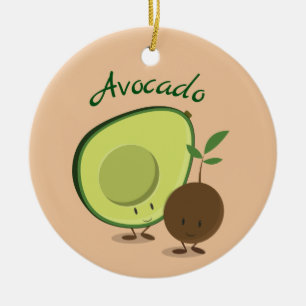 Adorno De Cerámica Comida con caracteres de aguacate