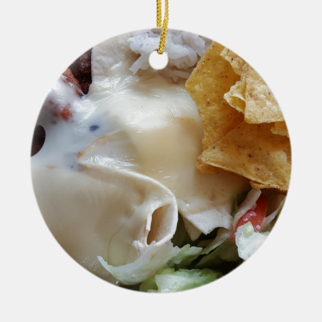 Adorno De Cerámica Comida divertida con queso fundido Nacho (Frente)