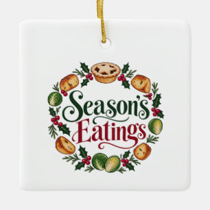 Adorno De Cerámica Comidas de Temporada Camiseta Divertida de Navidad
