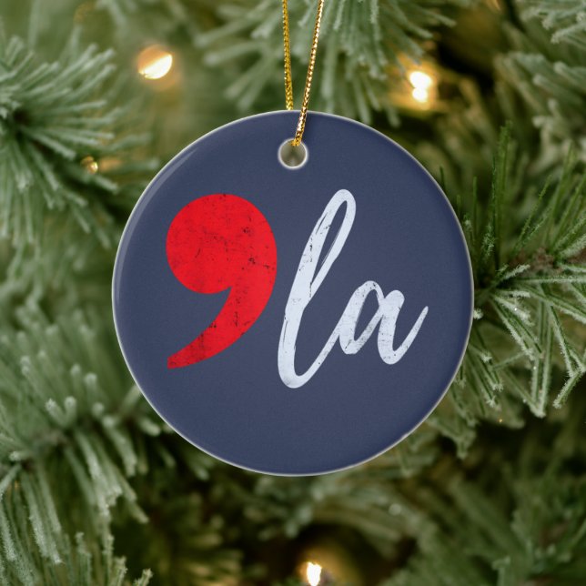 Adorno De Cerámica Comma La Kamala Harris 2024 Presidente Funny (Árbol)