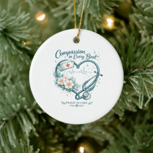 Adorno De Cerámica Compasión en Cada Latido Diseño de Corazón de Enfe