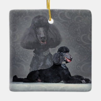 Adorno De Cerámica Composición negra elegante del caniche estándar