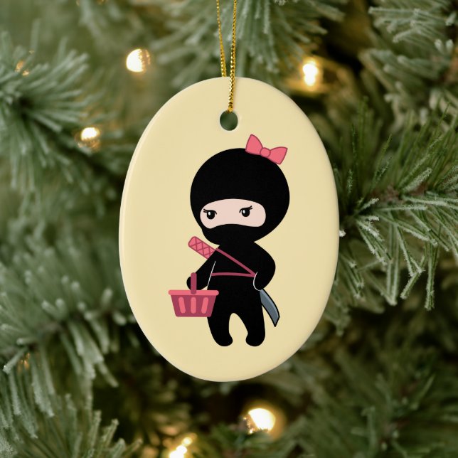 Adorno De Cerámica Comprando Chica Ninja en amarillo (Árbol)