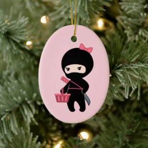Adorno De Cerámica Comprando Chica Ninja en rosa