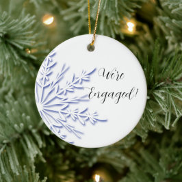 Adorno De Cerámica Compromiso con copos de nieve azules y blancos