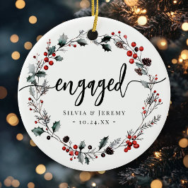 Adorno De Cerámica Compromiso moderno Primera Navidad Mistletoe Wreat