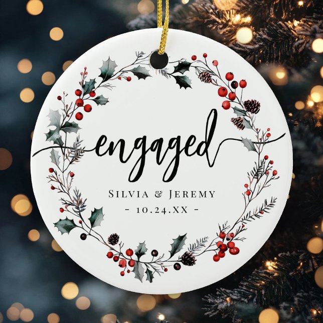 Adorno De Cerámica Compromiso moderno Primera Navidad Mistletoe Wreat (Subido por el creador)
