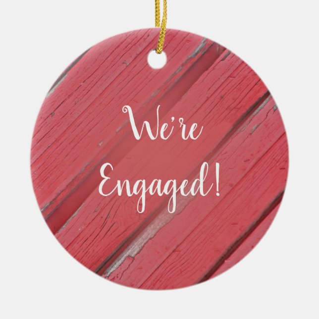 Adorno De Cerámica Compromiso Rústico Del País De La Madera Roja (Frente)