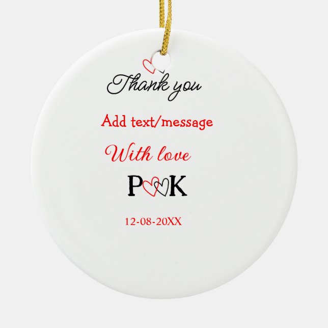 Adorno De Cerámica Con amor agregar nombre de la pareja letra gracias (Frente)