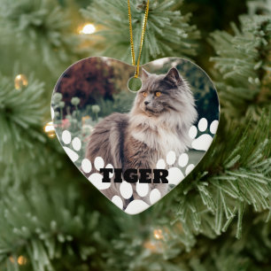 Adorno de cerámica con foto de gato personalizada