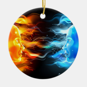 Adorno De Cerámica Concepto de las caras de los contrarios