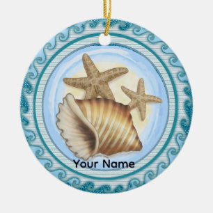 Adorno De Cerámica Concha y Estrella de Mar