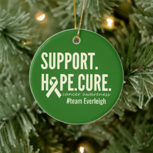 Adorno De Cerámica Conciencia del cáncer Nombre personalizado Navidad
