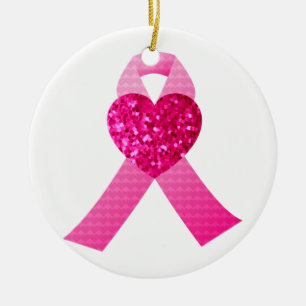 Adorno De Cerámica Conciencia rosada del cáncer de pecho de la cinta