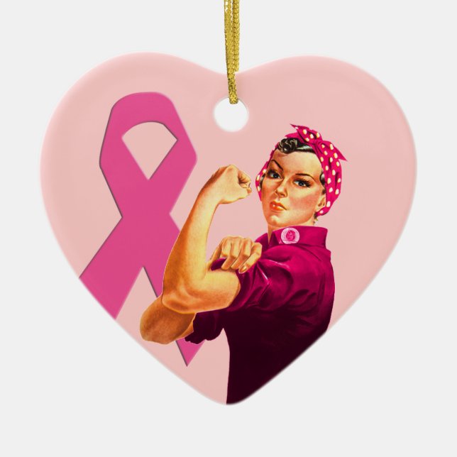 Adorno De Cerámica Conciencia Rosie del cáncer de pecho el remachador (Frente)