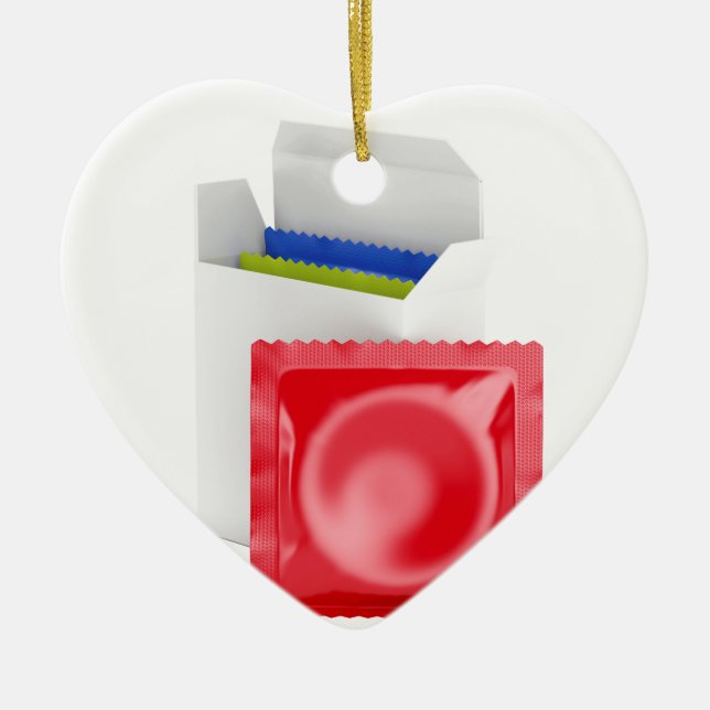 Adorno De Cerámica Condones en el fondo blanco (Frente)