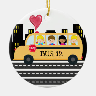 Adorno De Cerámica Conductor de autobús escolar - SRF