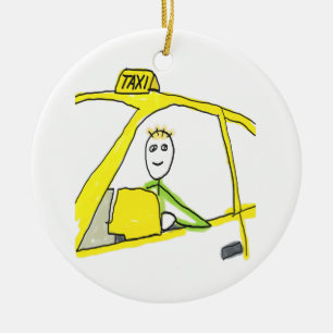 Adorno De Cerámica Conductor de Taxi Stickman