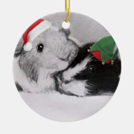 Adorno De Cerámica Conejillo de Indias de Peegs del navidad