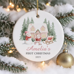 Adorno De Cerámica Conejita Linda La Primera Navidad del Bebe
