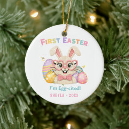 Adorno De Cerámica Conejito Adorable Primera Pascua de Bebé 