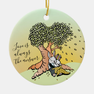 Adorno De Cerámica Conejitos de amor Ilustracion Parejas Navidades
