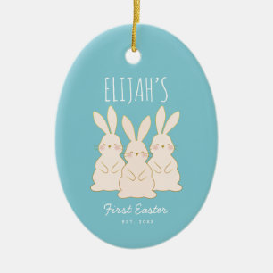 Adorno De Cerámica Conejitos Personalizados de Pascua 