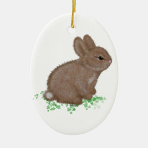 Adorno De Cerámica Conejo Adorable en Trébol