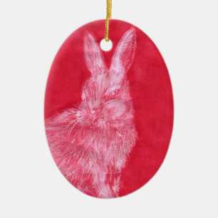 Adorno De Cerámica Conejo blanco