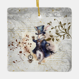 Adorno De Cerámica Conejo blanco