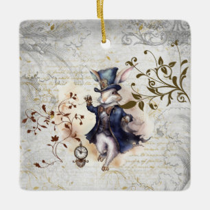 Adorno De Cerámica Conejo blanco