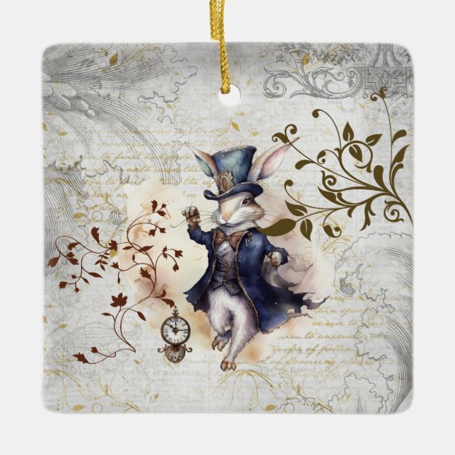 Adorno De Cerámica Conejo blanco (Anverso)