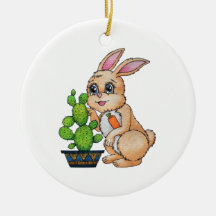 Conejo De Acuarela Y Cactus Cute