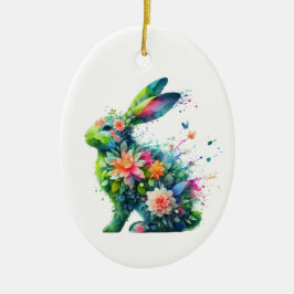 Adorno De Cerámica Conejo de conejo con energía eléctrica de flores