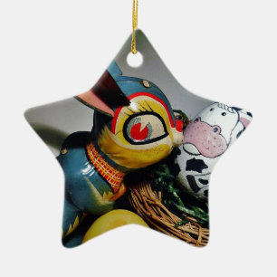 Adorno De Cerámica Conejo de juguetes y huevo de vaca