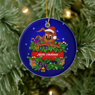 Adorno De Cerámica Conejo de navidades