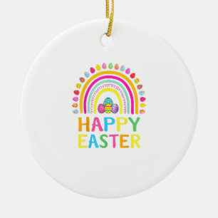Adorno De Cerámica Conejo de Pascua Feliz Caza de Huevos de Pascua Mu